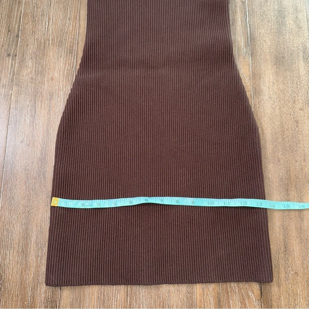 Aritzia Babaton Sculpt Knit Dress Coffee Bean Bodycon Crossover Ftont Mini - Picture 7 of 11